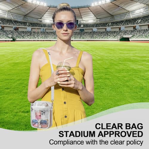 Image of Clear Bag for Stadium Events - Sports Messanger Bag Small Mini Clear Purse for Fan, Concert, Work, Travel