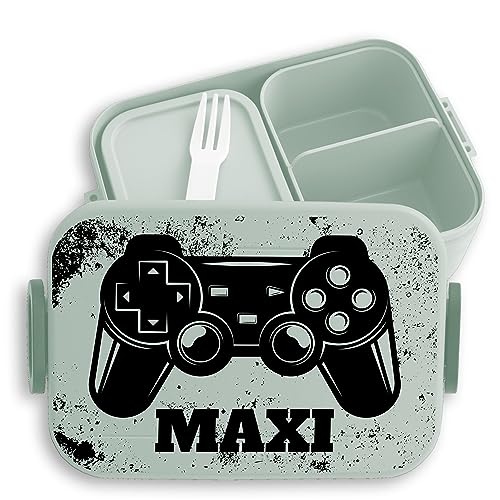 Kinder Bento Box Midi Lunchbox für Mepal Bentobox - Gaming - Controller Gamepad Zocken Gamer - 900 ml - Sage Grün - bento-lunchbox brotdose personalierte computerfreaks lunchboxen game brotdosen