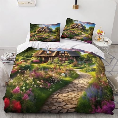 Parure de lit cottage rustique housse de couette king microfibre confortable - 6