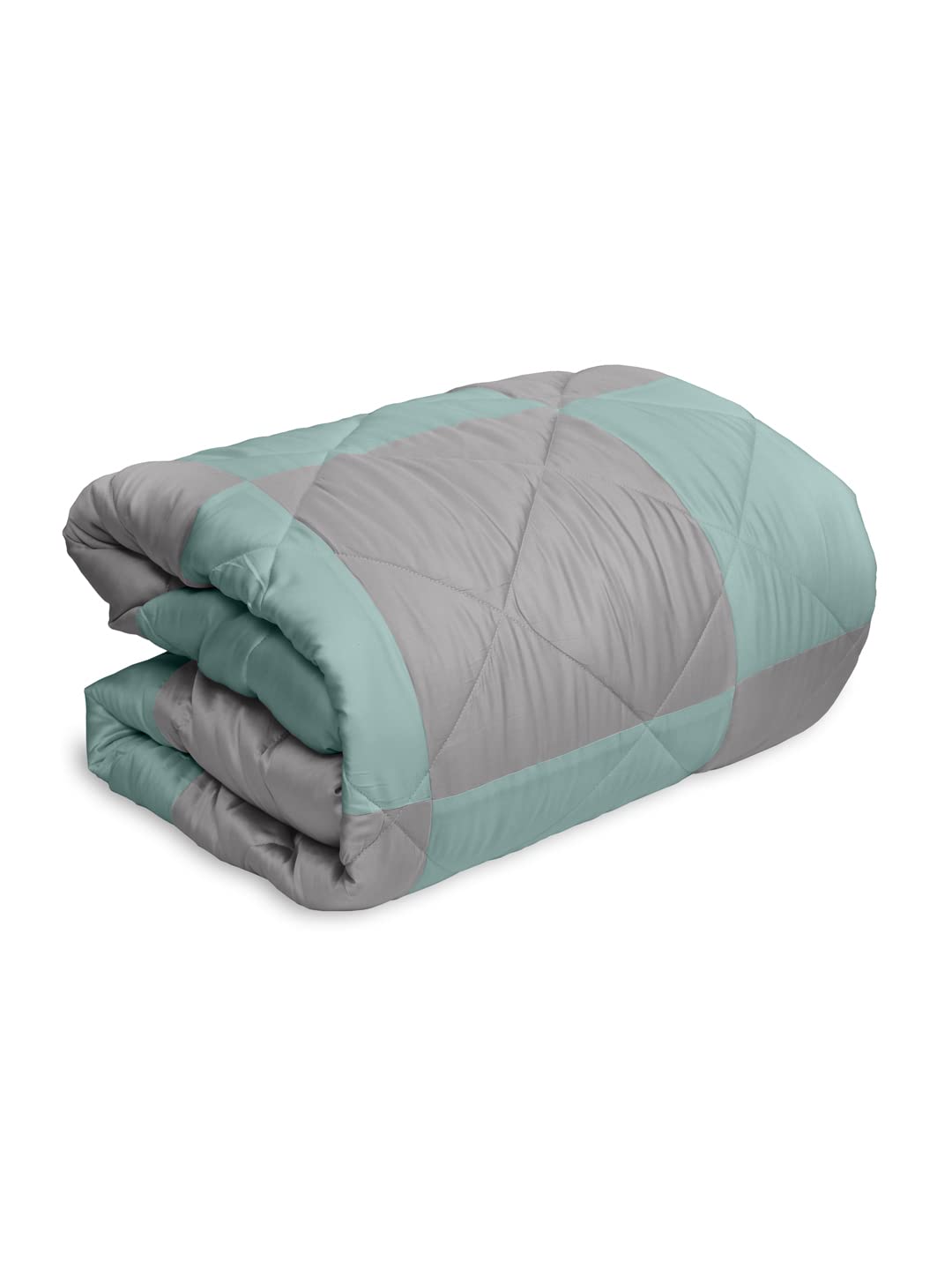 LINENWALAS Premium All Season, Microfiber-Warm Bamboo Patch Duvet, AC Comforter and AC Blanket, Heavy Blanket, Quilt Special for Winters (Aqua and Light Grey,Single 60x 90 inch)