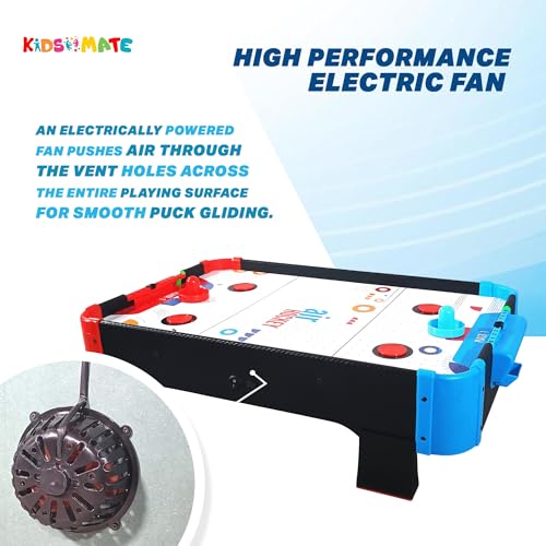 Image of Kidsmate Air Hockey Game for Kids | Electric Powered Tabletop Board Game with 2 Strikers & 4 Pucks | 72.5 CM Large Size Ice Hockey Indoor Sports Family Game for Kids & Adults - Multicolor