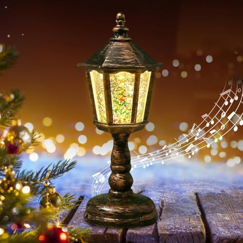 Bola de Nieve Navideña Con Música, Farol Con Luz LED Blanca Cálida, Vela, Globo Nevado Brillante, Decoración Interior