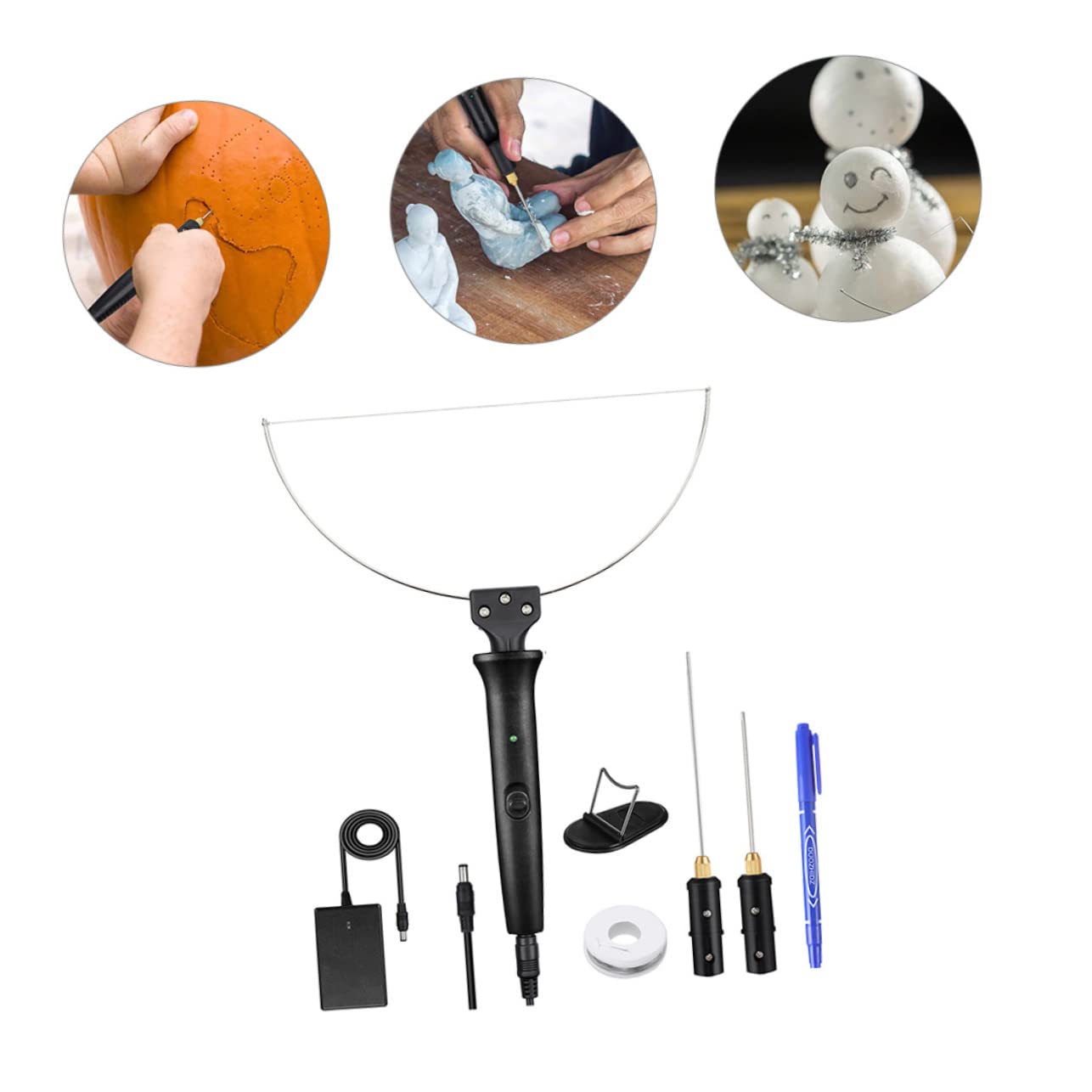 OSALADI Set Elettrico per Taglierina Schiuma a Filo Caldo 8 Pezzi Penna Taglierina Protettiva 18w Utensile da Taglio per Pannelli in Schiuma per Artigianato Creativo e Modellismo