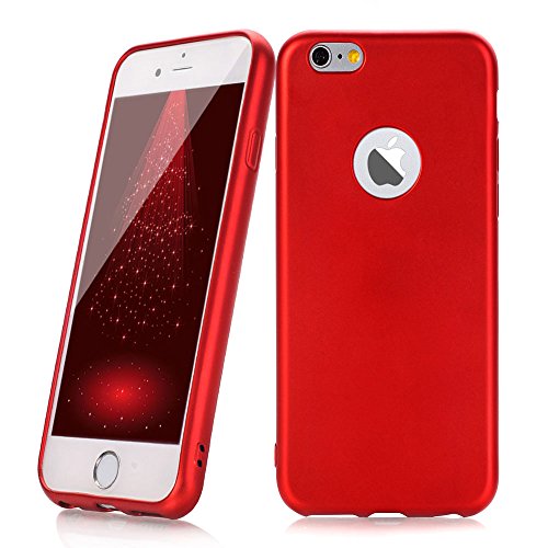 iPhone 6S Plus Case, JDBRUIAN [Fashion Gloss] Shockproof Ultra Slim Fit Silicone iPhone 6 Plus Cover TPU Soft Gel Rubber Cover Shock Resistance Protective Back Bumper for iPhone 6 Plus - Bright Red
