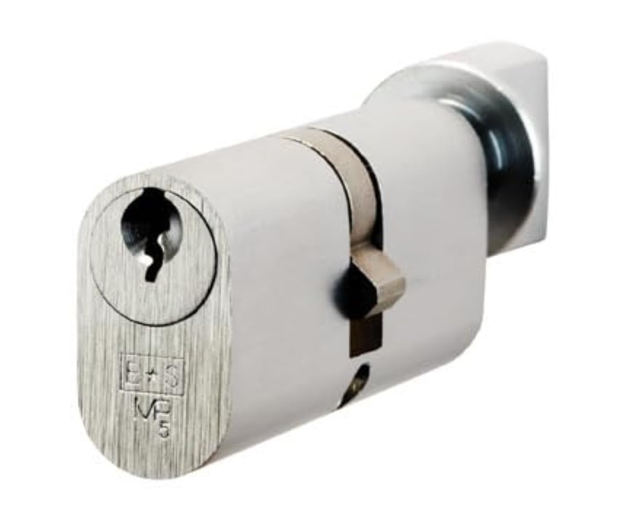 Ironmongery Solutions® Oval Cylinder & Turn Solid Metal Door Lock Cylinder with Thumb Turn for Interior Doors Privacy and Access Control (70mm)