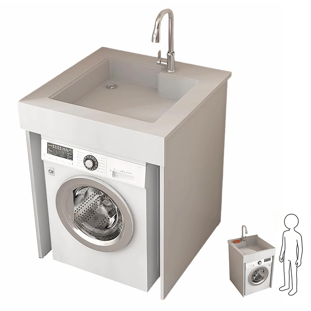 MegLob Multifunctional 2-In-1 Laundry Washing Machine And Vanity Unit with Heavy-Duty Dryer Storage Rack And Open Shelving Above The Vanity,Laundry Rooms, Utility Rooms, Entryways,B 66 * 70CM