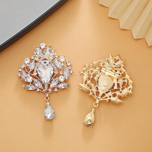 26 Pieces Wedding Bouquet Bulk Brooches for Women Fashion, Large Rhinestone Flower Brooch Pins for Crafts3