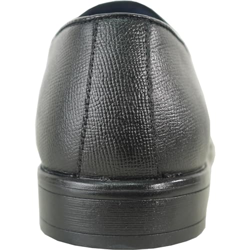 ALLURE-SUITS & TUXEDOS Men Genuine Leather Fashion Dress Shoe AL04 Classic Slip On Loafer Formal Tuxedo for Wedding Prom Party Uniform Formal Event Black Cognac Size from 6 to 164