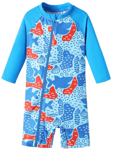 Image of UMELOK Baby Boy Swimsuit UPF 50+ Sun Protection Rash Guard Swimwear
