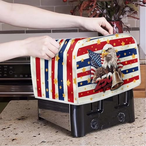 Image of 2 Slice Toaster Oven Dust Protection Cover 250 Years Celebration American Flag Eagle Toaster Bread Machine Cover July 4th USA Independence Day Decor