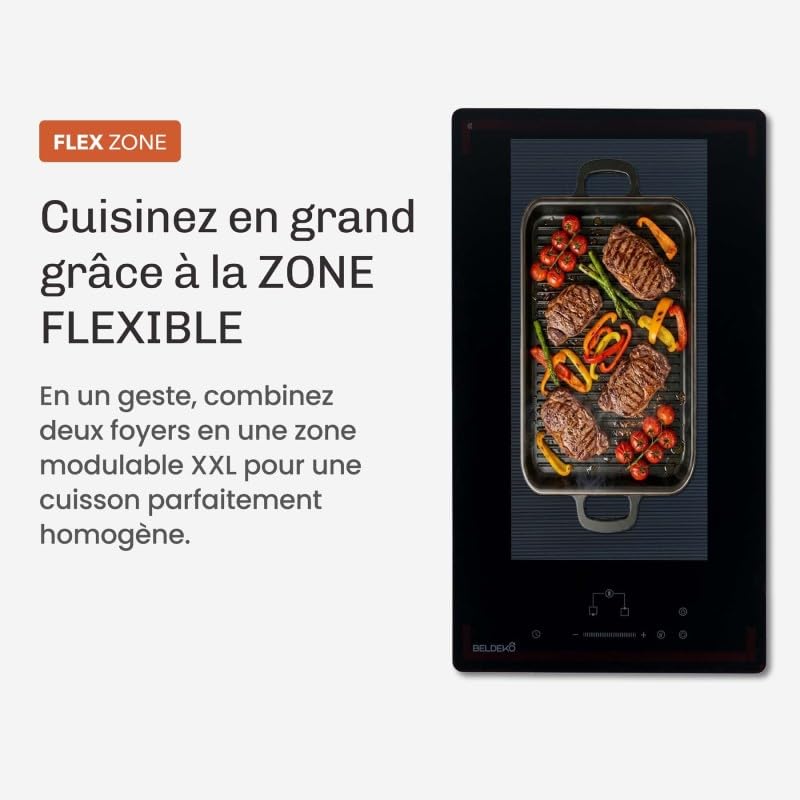 BELDEKO Plaque Induction 2 Feux Flex 3500W Noir Mat - Marque Française