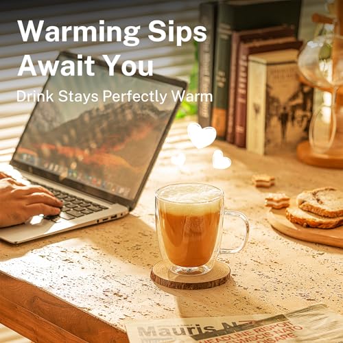 Sweese COFFEE MUGS HANDLES 12.5 OZ Double Wall Glass Coffee Mugs - 12.5 Oz Insulated Clear Coffee Mugs Set Of 2 thumb #4