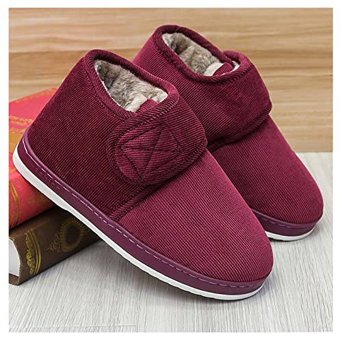 Yadlan Calzado para Mujer para Pies Hinchados, Zapatillas de Estar por casa Zapatos Diabéticos, Antideslizante Invierno Cálida Artritis Velcro Pantuflas de Casa(Size:39,Color:Rojo) Cover