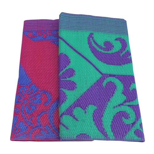 Image of RED CRUSH Plastic Chatai Mats Multipurpose Reversible Rectangular Floor Sitting Mat for Home Living Room, 6 x 9 Feet, Multicolour