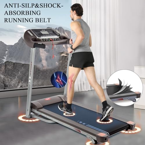ISE Tapis de Course Pliable Electrique, Tapis de Marche Inclinable Professionnel, Tapis Course Inclinable 14KM/H, Treadmill Motorise 2HP/Écran LCD/12P, Tapis Marche Pliable Maison/Bureau – Image 5