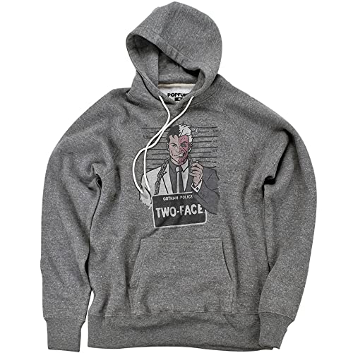Popfunk Batman The Harvey Dent Mugshot Official Premium Ultrasoft Tri-Blend Hoodie (Small) Athletic Heather