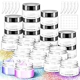 MotBach 20 Pack 1oz Plastic Jars Round Clear Containers with Lids, 30ml Empty Small Cosmetic Jars Makeup Containers, 1ounce Slime Jar Travel Cosmetic Container for Cream Lotion Sample Ointment Storage