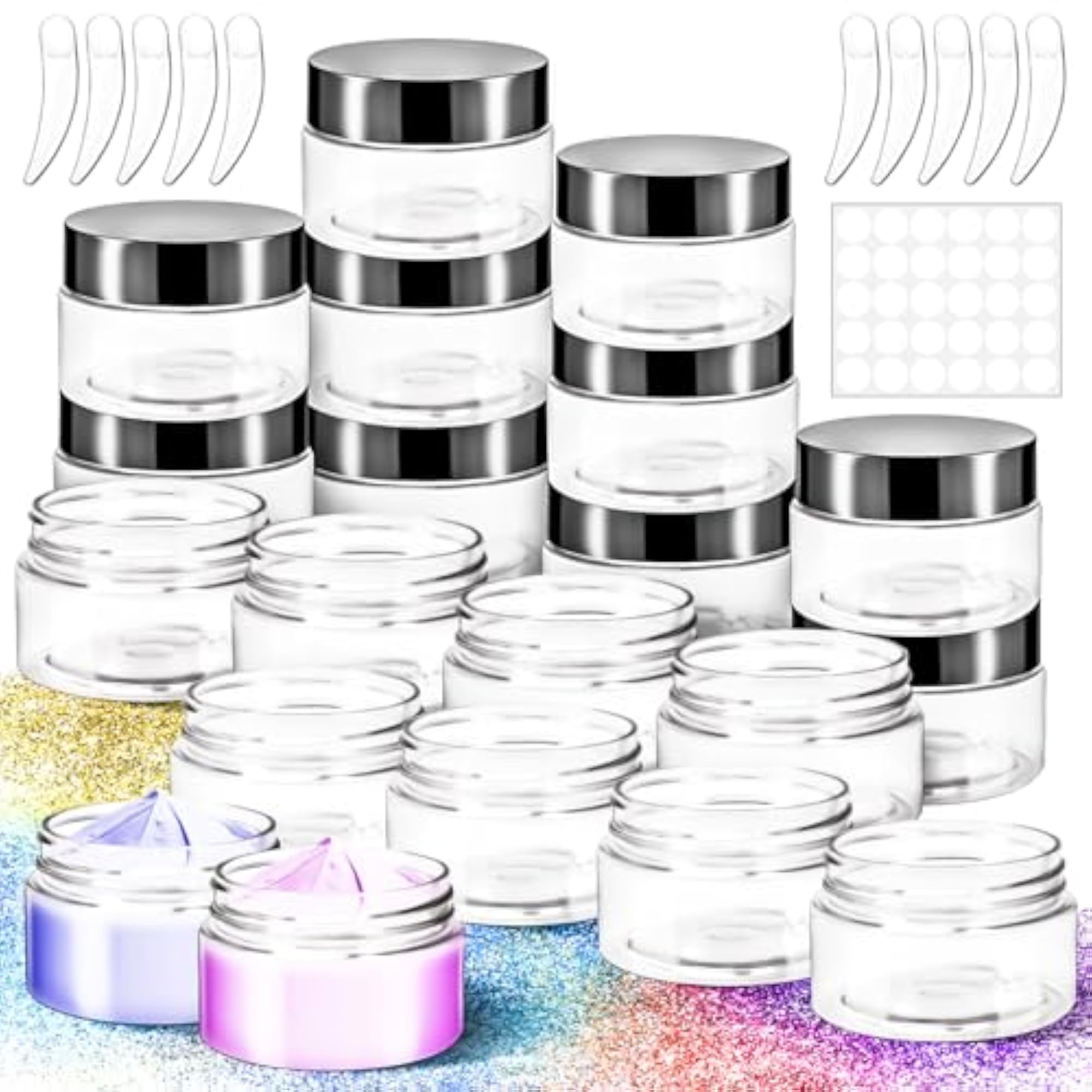 20 Pack 1oz Plastic Round Clear Containers