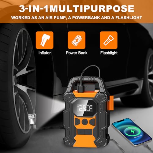 Migtory PORTABLE TIRE INFLATOR AIR COMPRESSOR Tire Inflator Portable Air Compressor,150 Psi Heavy Duty Cordless Air Pump thumb #5