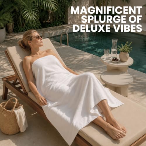 Image of Bulk 8-Pack Commercial Jumbo Bath Sheets, 35 inch x 70 inch, 600 GSM, White | For Vacation Rentals & Luxury Suites - 100% Ring-Spun Cotton with Plush Comfort & High Absorbency