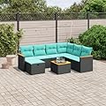 YuuSsea 8 Piece Patio Sofa Set: Wicker Garden Furniture with Table and Chairs for Balcony, Outside Porch, Black Poly Rattan