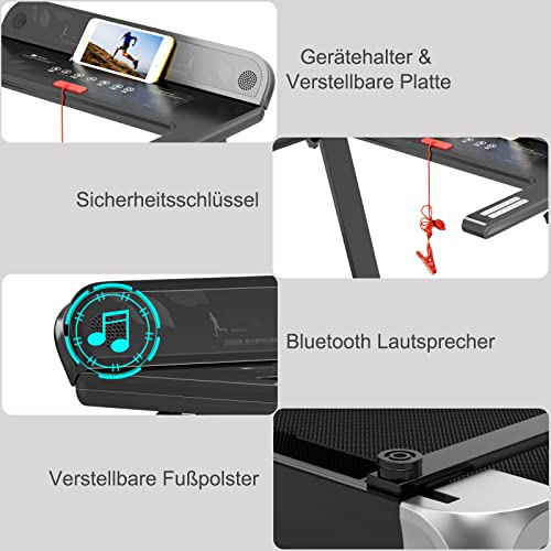 GOPLUS Inklapbare loopband, elektrische loopband met 12 vooraf ingestelde programma's, app-bediening, bluetooth-luidspreker, led-monitor en apparaathouder, draagbare loopband voor woning - Afbeelding 6