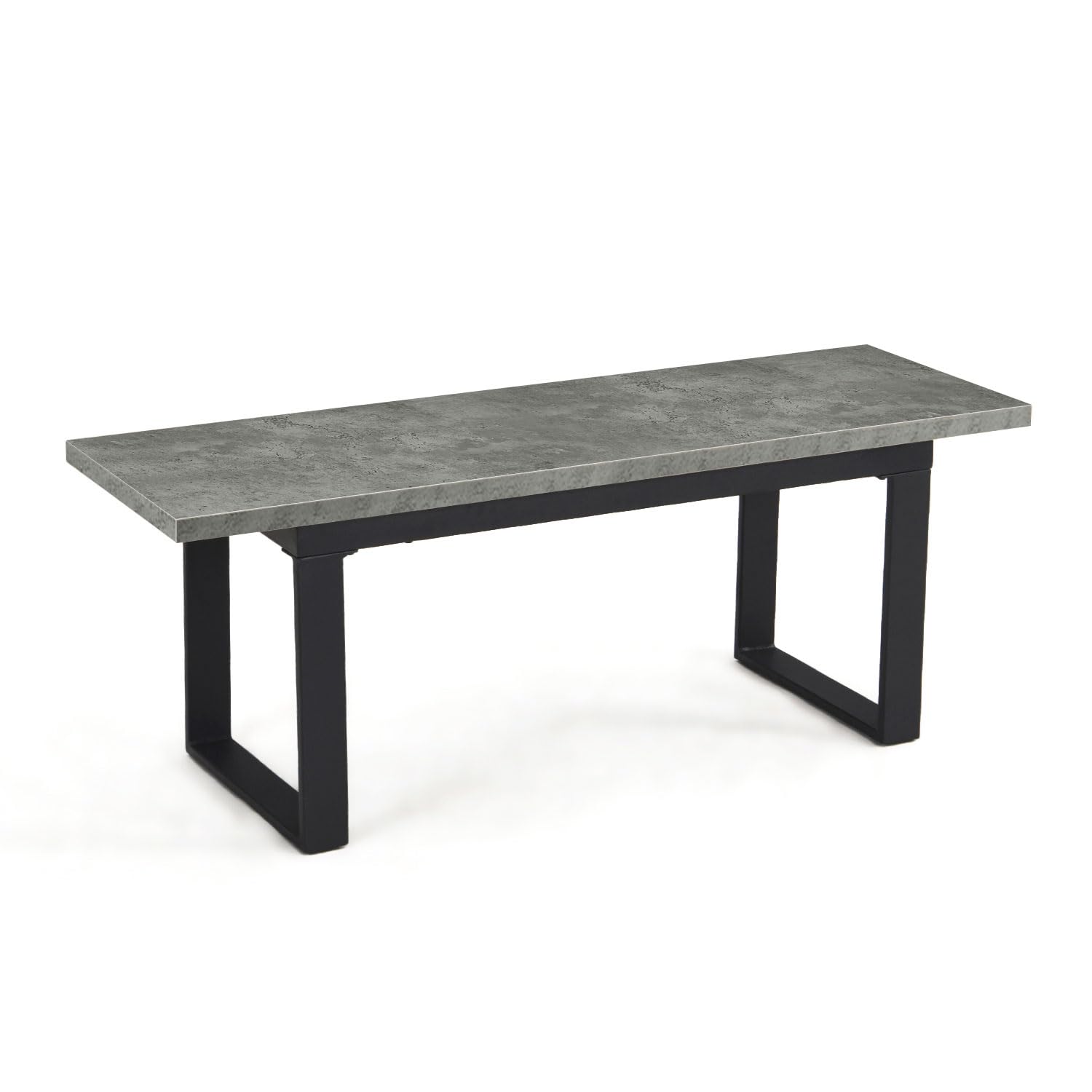DUBI Möbel Banc Lea, Banc de Salle à Manger 120 cm avec Coussins rembourrés, Structure Bois et métal pour Salle à Manger, Cuisine ou entrée, Aspect béton, 11301-120-BETO