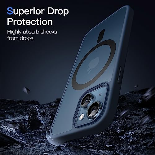 Image of JETech Magnetic Cover Case for iPhone 13 Mini 5.4-Inch Compatible with MagSafe, Translucent Matte Back Slim Shockproof Phone Cover (Storm Blue)