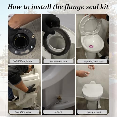 Image of RV Toilet Seal with 3 Inch Socket Floor Flange Kit RV Toilet Replacement for Dometic 310 RV Toilet, Fits 300 /320 RV Toilets Replaces 385345892, 385311658, 385311652 (Toilet Flange Kit)