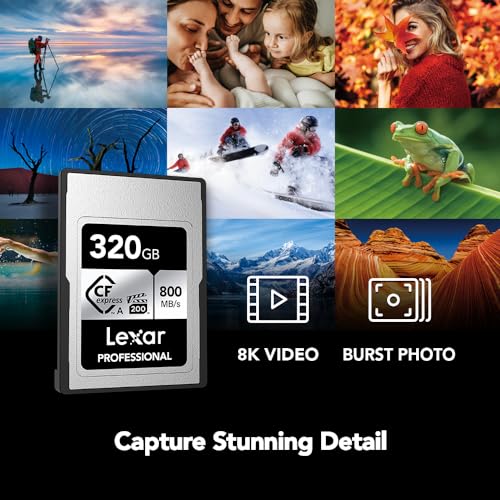Image of Lexar Professional 320GB CFexpress Type A Silver Series Memory Card, Compatible with Sony Cameras w /Type A Card Slot, Up to 800MB /s Read & 700MB /s Write, 8K Video, VPG 200 (LCAEXSL320G-RNENG)