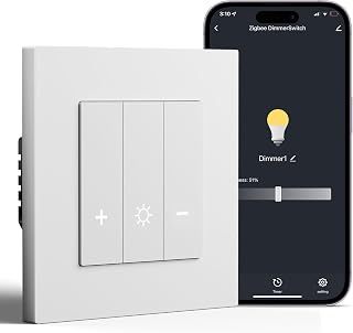 BSEED Smart Zigbee Dimmschalter Unterputz, Smart Dimmer Lichtschalter Kompatibel mit Alexa/Google Home/Tuya, PC Rahmen, Benötigt Nullleiter & Zigbee-Gateway, Weiß