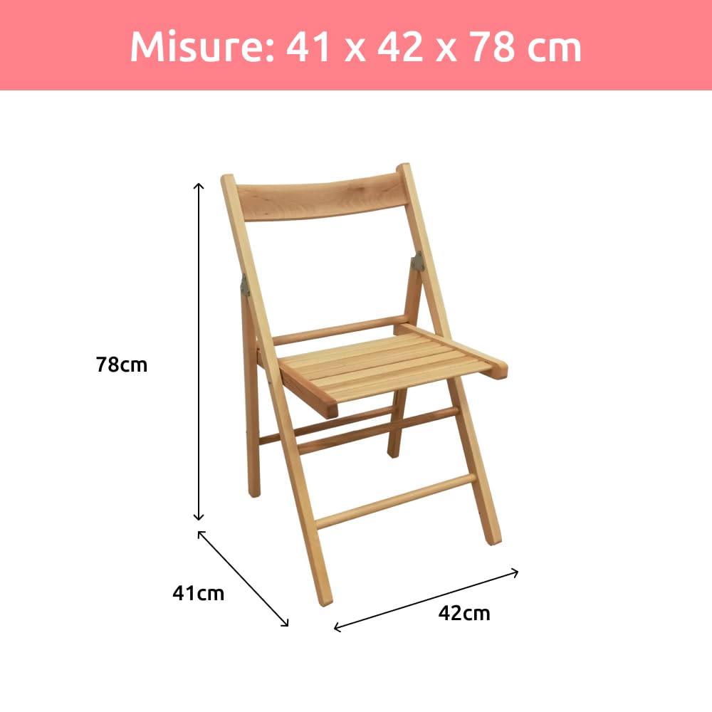 Compactor Sedie Pieghevoli in Legno di Faggio – Sedia Pieghevole Classica Salvaspazio per Cucina e Casa 41x42x78 cm