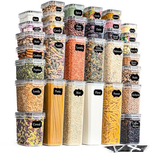 GoMaihe Vorratsdosen mit Deckel Luftdicht Aufbewahrungsbox: 32er Aufbewahrungsbox Küche Set für Mehl Müsli Spaghetti
