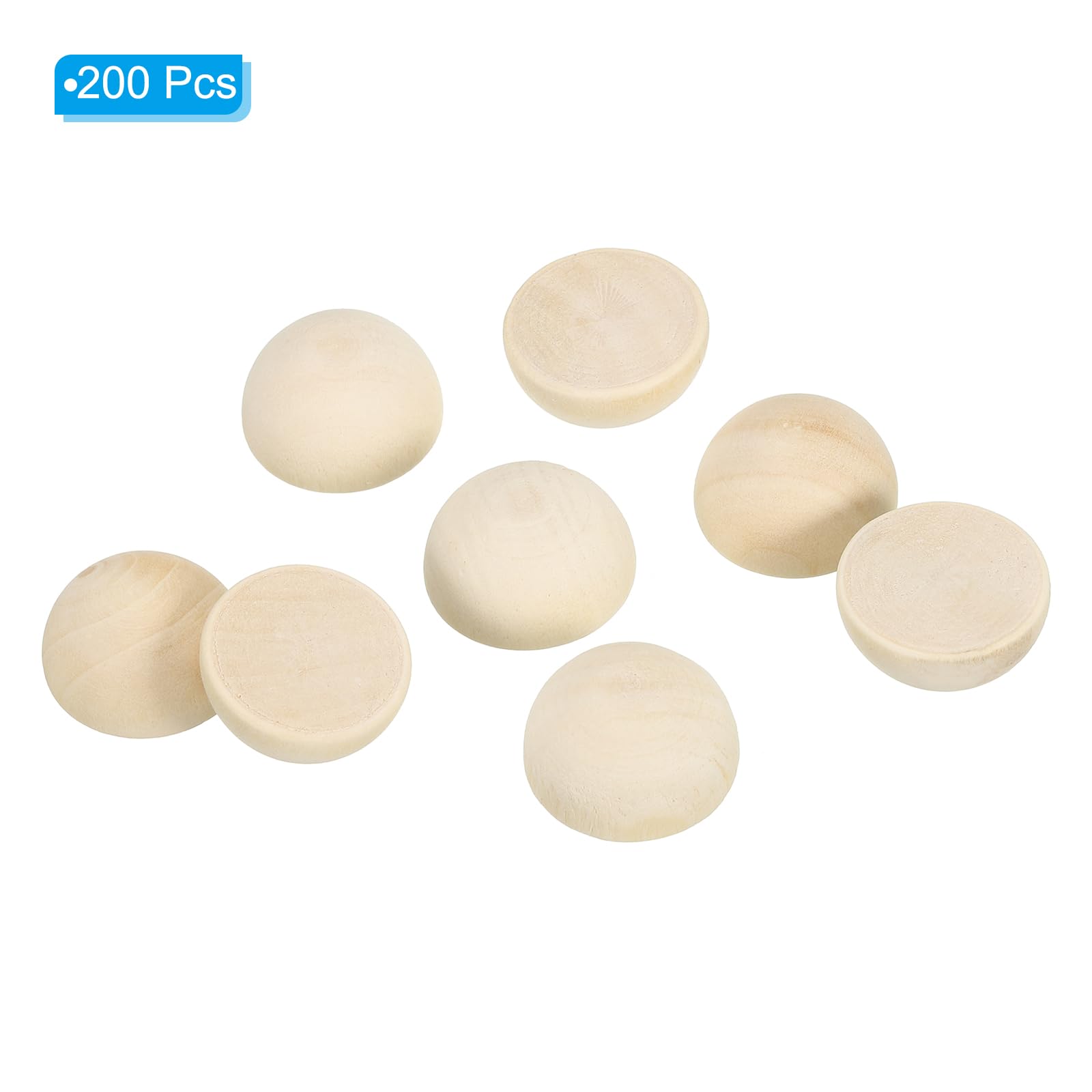 PATIKIL 20mm Half Wood Beads, 200 Pack Unfinished Natural Wooden Beads Round Split Wood Balls for Craft Art Ornaments Painting Brown - Image 3