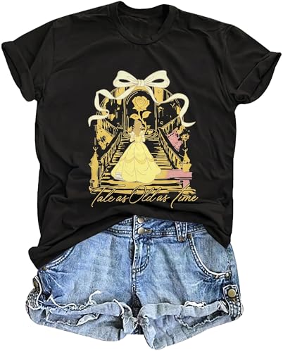 Image of Magic Kingdom Shirt for Women Believe in the Magic T Shirt Castle Graphic Tops Summer Vacation Tops