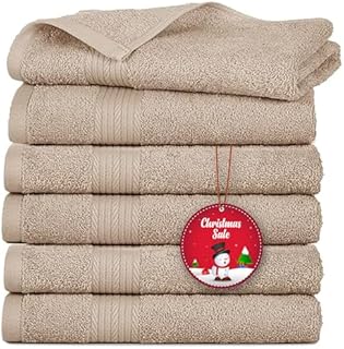 Ample Decor Hand Towel Set of 2, 46 CM X 72 CM 600 GSM 100% Cotton, Quick Drying Super Absorbent, For Hotel, Spa, Bathroom, Gym - Christmas Red