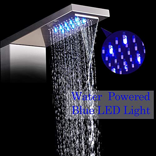 Panel de Ducha Digital con Pantalla LED, Torre de Ducha de Acero Inoxidable con Ducha de Lluvia, Duchador de Mano, Chorros de Hidromasaje y Salida para Bañera, Acabado Cepillado en Níquel miniatura 4