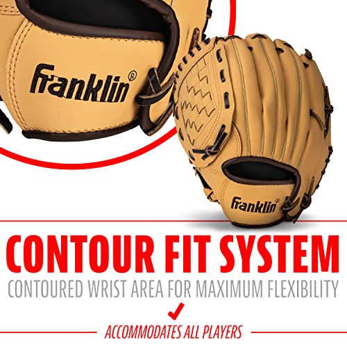 Image of Franklin Sports Baseball and Softball Glove - Field Master - Baseball and Softball Mitt - Adult and Youth Glove - Right Hand Throw - 12 inch - Black /Gold