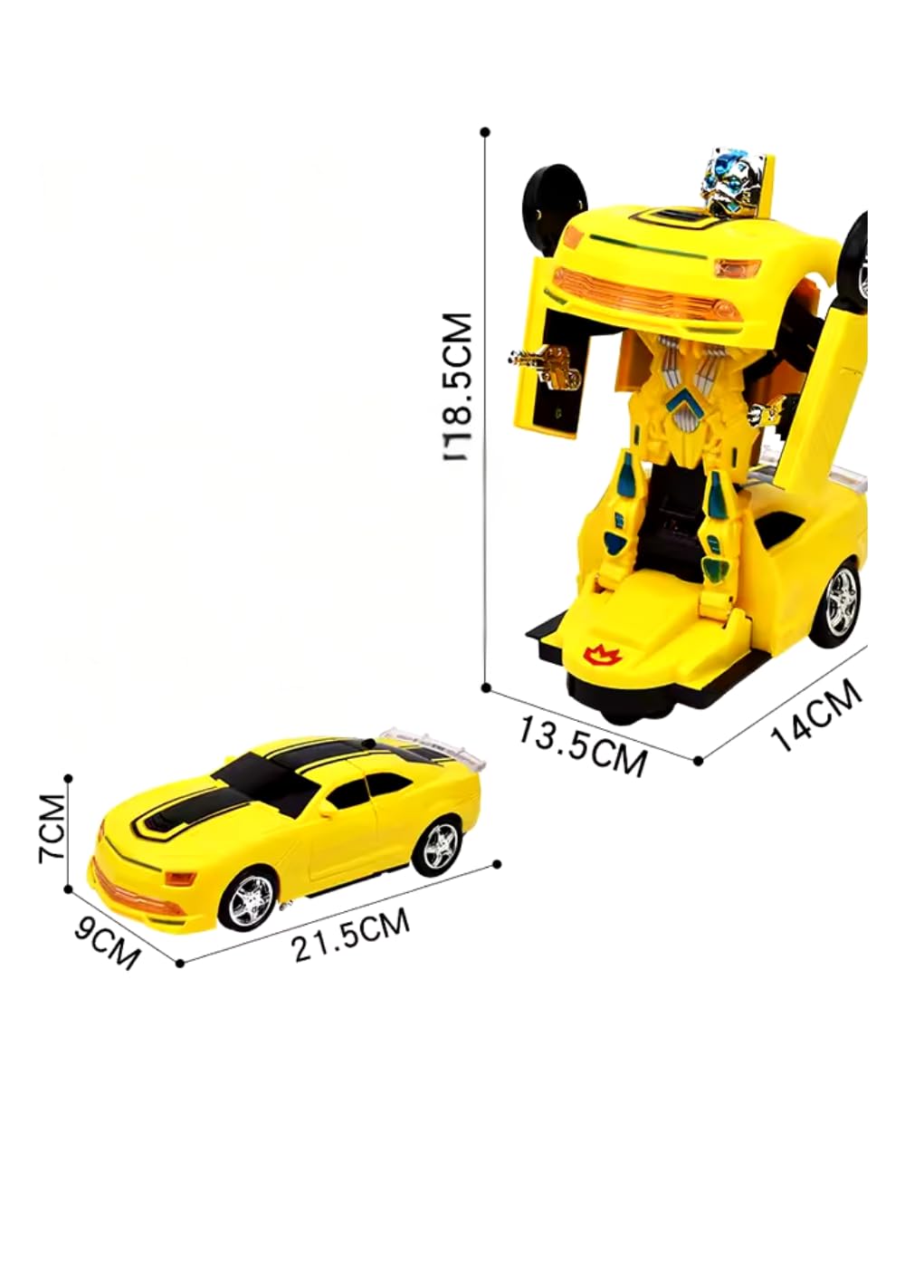 KRIMION® Toy Robots Battery Operated Converting Toy Car to Robot, Robot to Car Automatically with Light and Sound for Kids Indoor and Outdoor(Style-2) 3