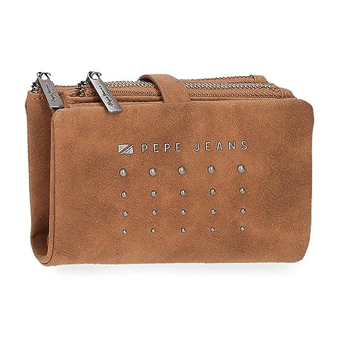 Pepe Jeans Holly Cartera con Tarjetero Marrón 14,5x9x2 cms Piel sintética