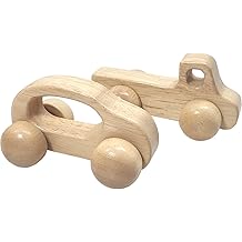 Adventure Awaits! Wooden Push and Pull Toy Set for Toddlers | Montessori Car and Truck Rolling Rattle Toys
