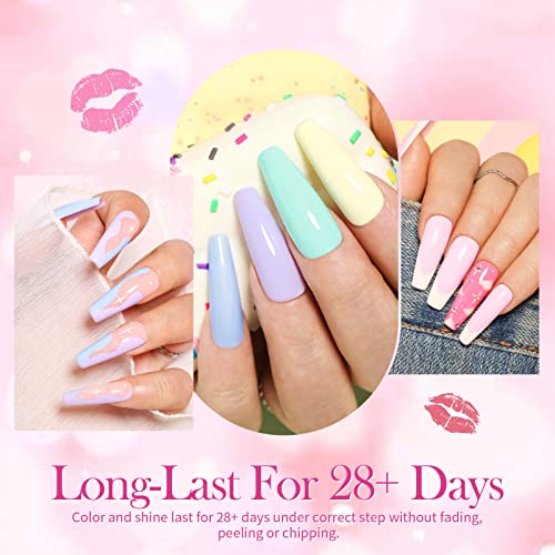 BORN PRETTY UV Nagellack Pastell, Shellac Gel Nagellack Rose Gelb Rosa Mint Blau Farben Set UV Lack Gel Nägel Shellac… – Bild 3