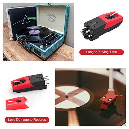 GUBCUB 1 Set Record Player Needles Replacement with Diamond Tip, 1 Piece Universal Turntable Cartridge and 1 Piece Needle for Crosley Victrola Jensen LP Emerson