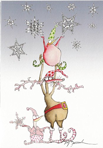 Fun Cartoon Christmas card - Yipeee, neve Rudolf