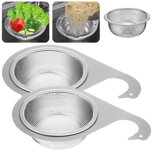Honeydak 2 Pcs Stainless Steel Swan Sink Strainer Basket Multifunction Hanging Sink Colander Drain Basket Sink Food Waste Filter Quick Draining Kitchen Corner Tool on Faucet for Fruit Vegetable