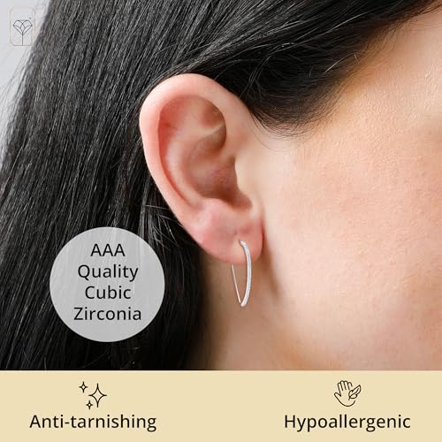 925 Sterling Silver Cubic Zirconia Threader Earrings for Women | Hypoallergenic & Lightweight CZ Dangle Threader Earrings by MAX + STONE3