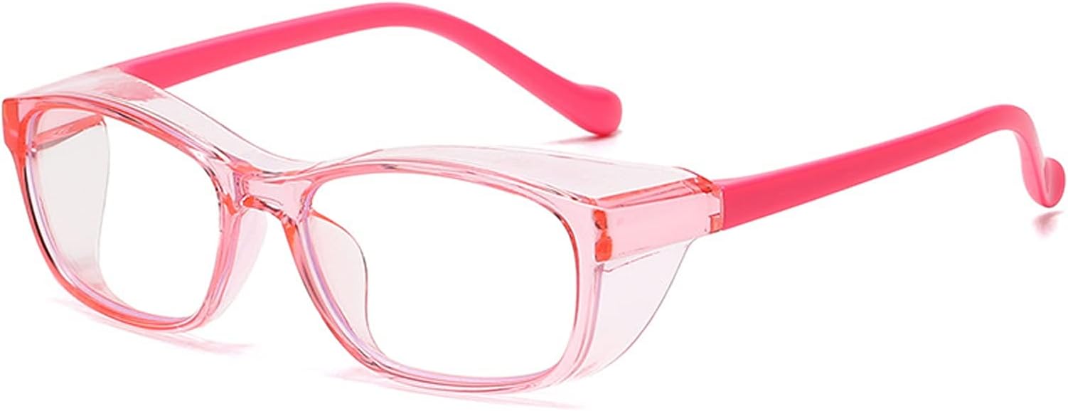 HMMJKids Anti Saliva Anti Pollen Safety Glasses,UV Protection Boys Girls Silicone Light Goggles Protective With Side Shield for Age 4-10 Children (Color : Pink)
