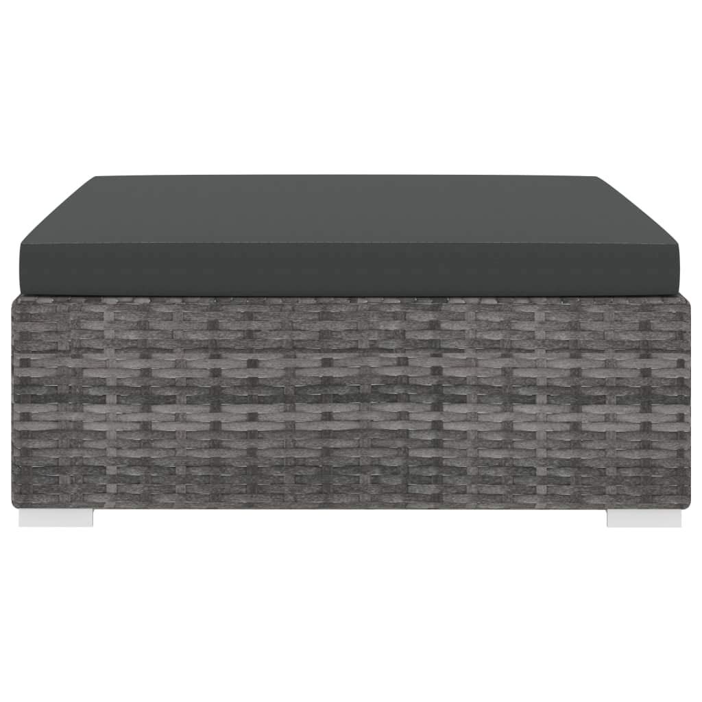 Repose-pied d'extérieur en résine tressée Gris, Modulaire et Confortable avec Coussin Épais Amovible, pour Salon de Jardin, Terrasse, Balcon - Résistant aux Intempéries et Facile à Nettoyer