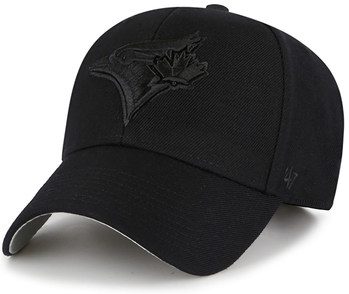 Unisex Toronto Blue Jays 47 Brand Mlb Black Black Primary Logo Mvp Adjustable Structure Baseball Cap Hat, Adult One Size Fits All, One Size