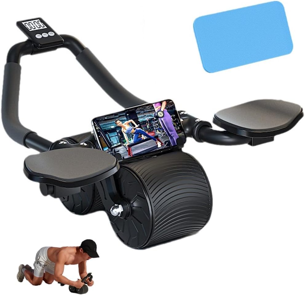 Abdominal Wheel Exercise Roller | Roller with Knee Mat and Timer - Arm Strength Training Equipment for Business Trip, University Campus, Home, Workplace, Gym, Traveling-image-12